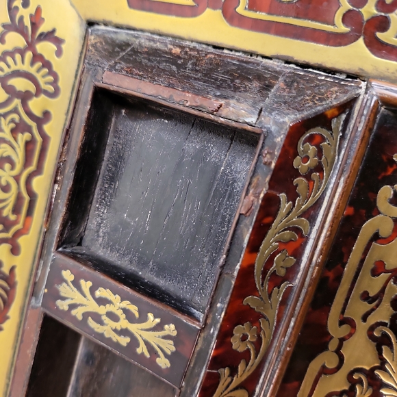 Antique circa Mid 1800s French Boulle Inkwell Stand Tray w/o the Glass Inkwells - Picture 12 of 13